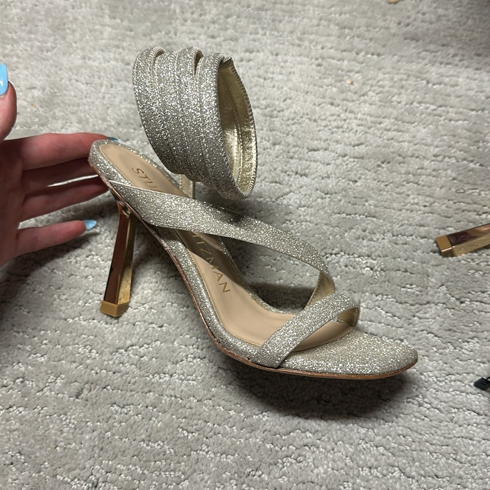 Stuart Weitzman Champaign Gold Leg Wrap Heels